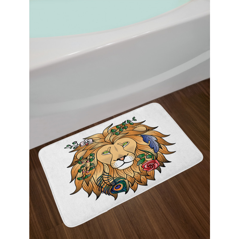 Lion with Flower Bath Mat