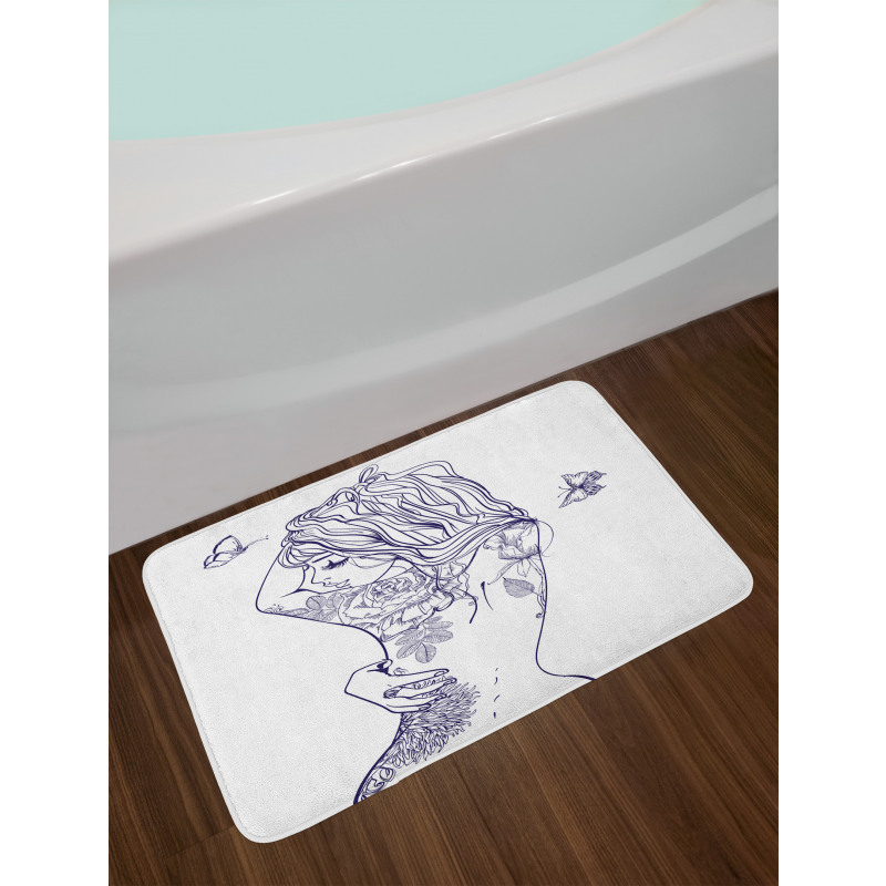 Young Girl with Tattoo Bath Mat