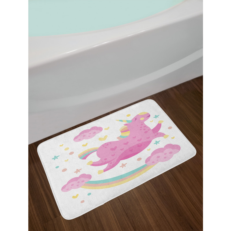 Unicorn with Star Rainbow Bath Mat