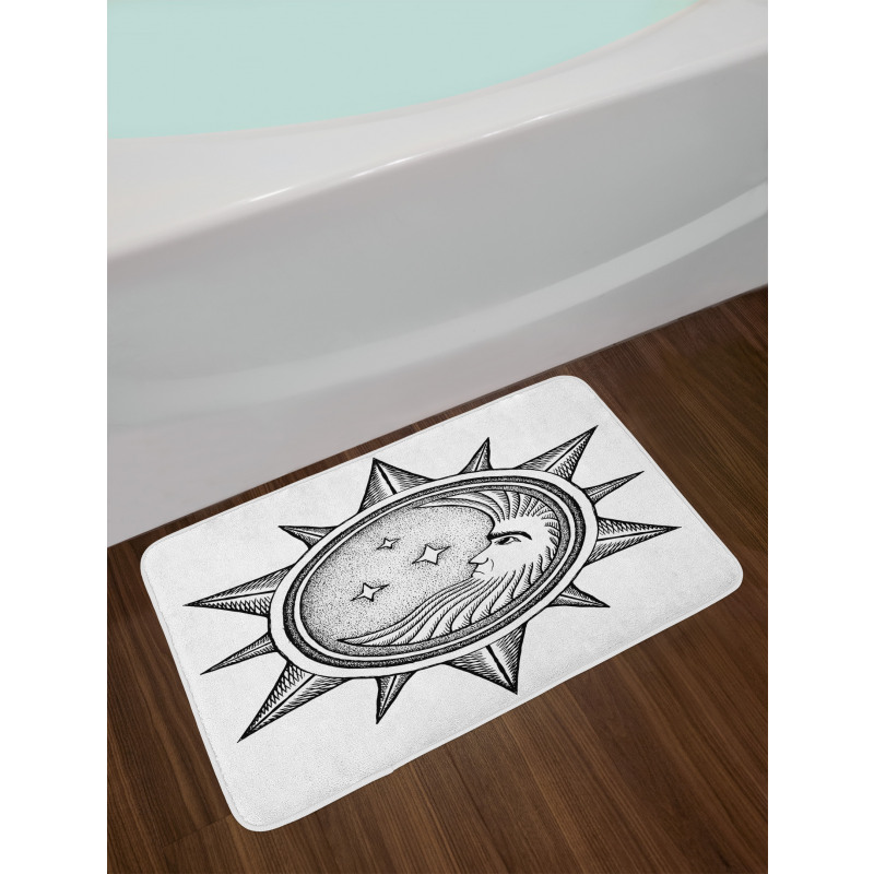 Moon with Stars in Sun Bath Mat