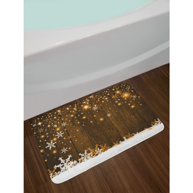 Wood and Snowflakes Bath Mat