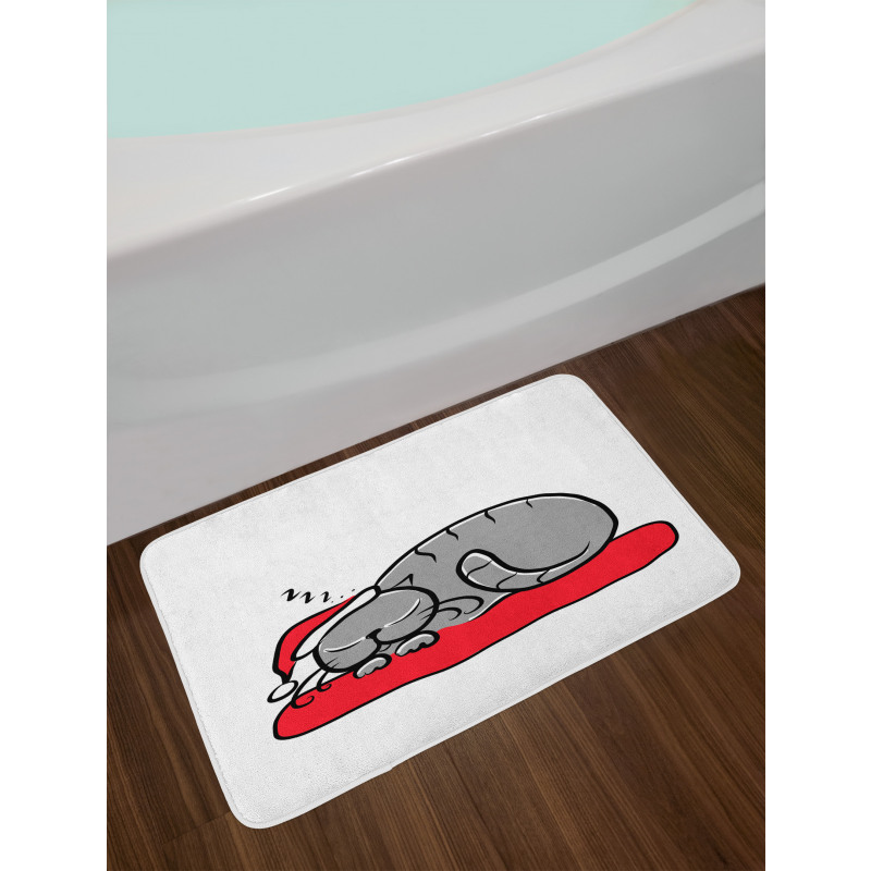 Cat with Santa Hat Bath Mat