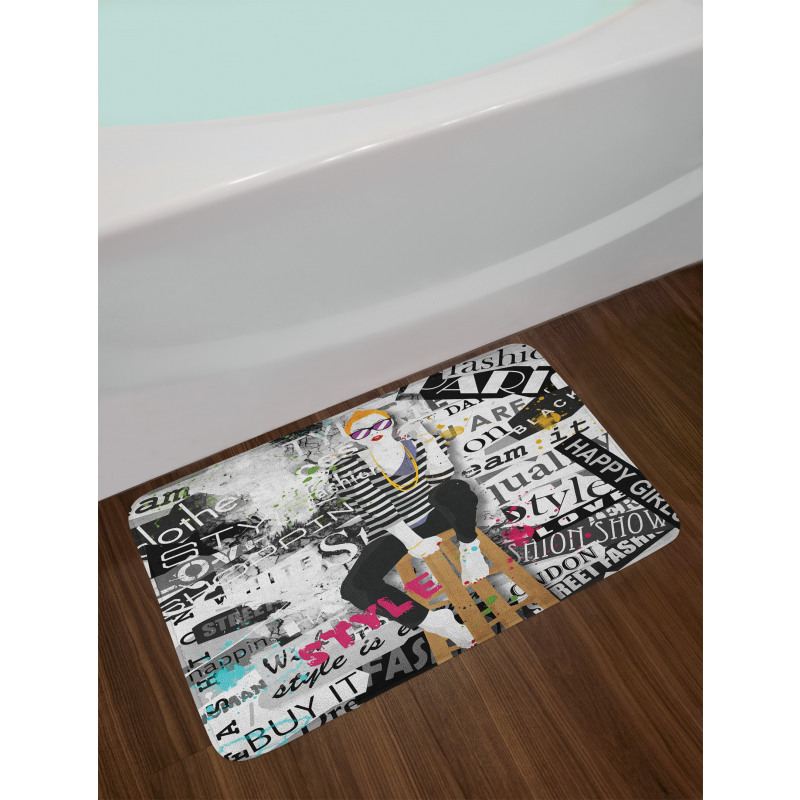 Fashion Girl Grunge Bath Mat