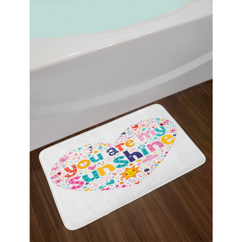 Words with Heart Shapes Bath Mat