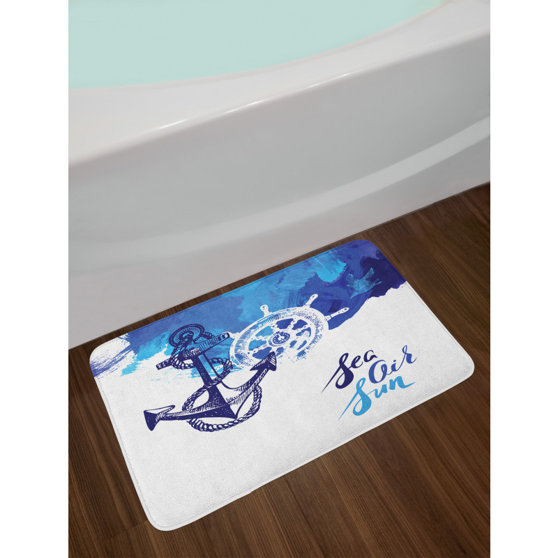 Nautical Wheel Ocean Bath Mat