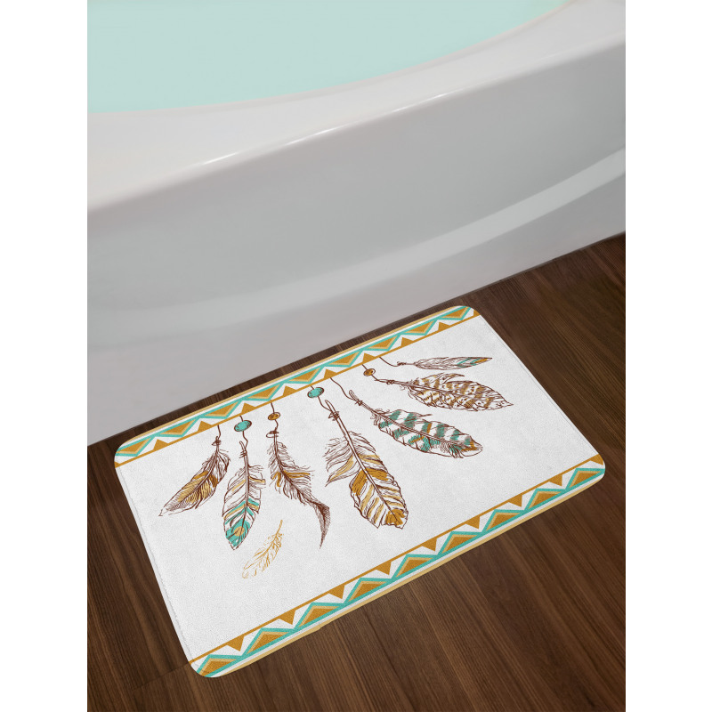 Boho Style Feather Old Bath Mat