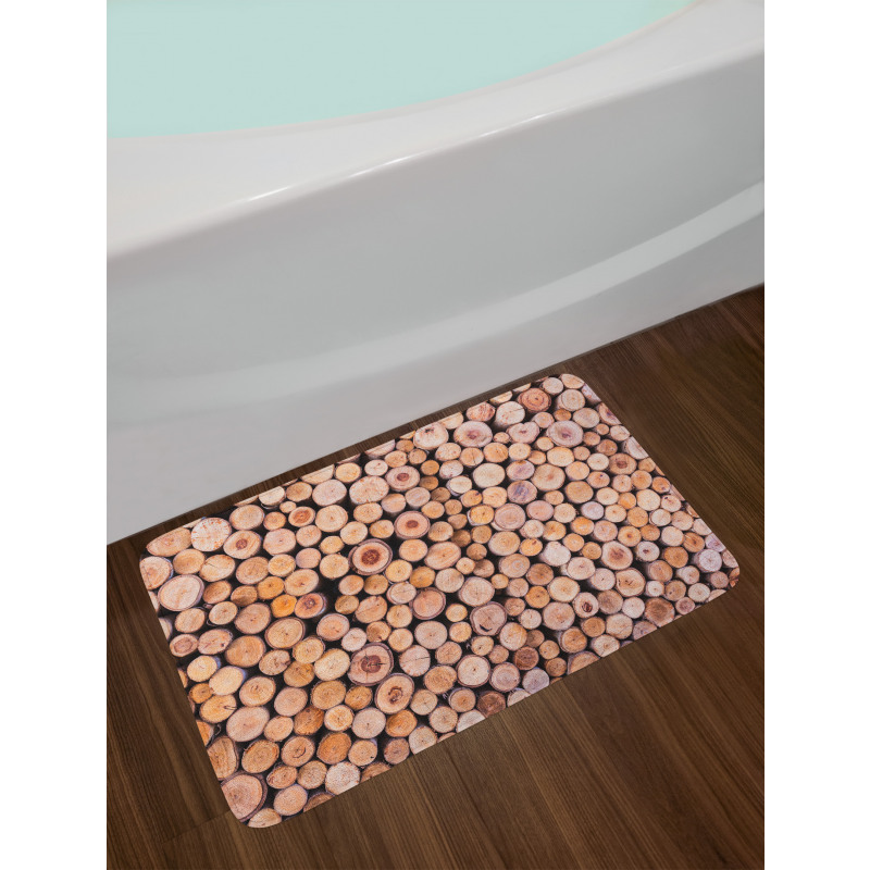 Wooden Lumber Tree Logs Bath Mat