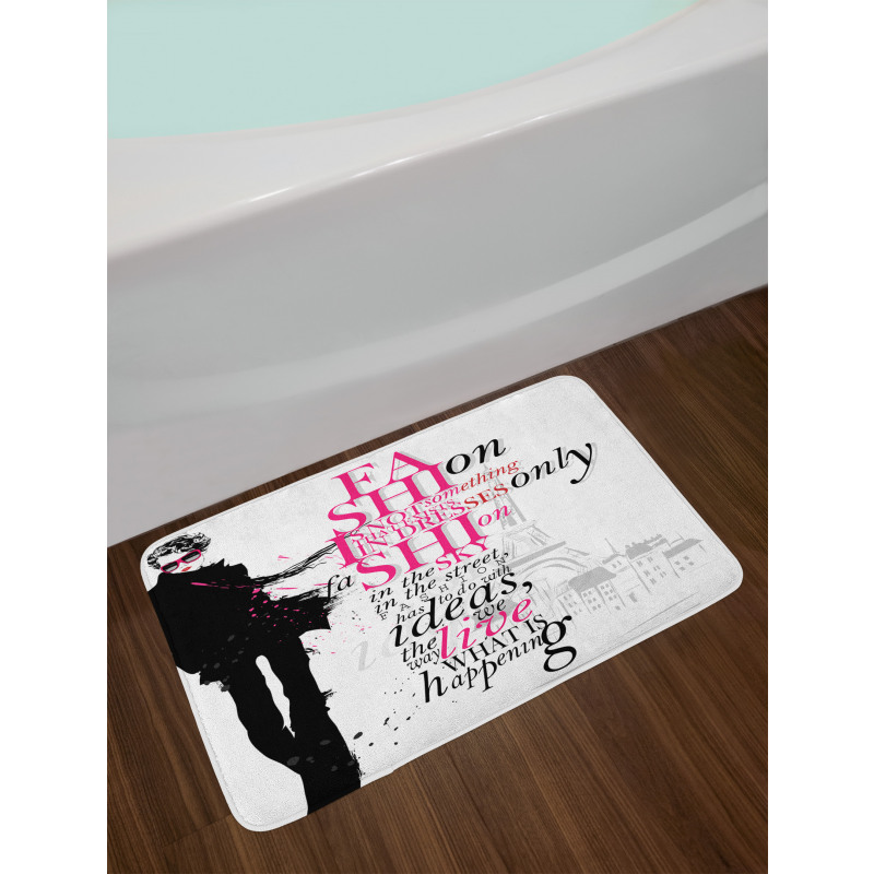 Paris Girl Words Bath Mat