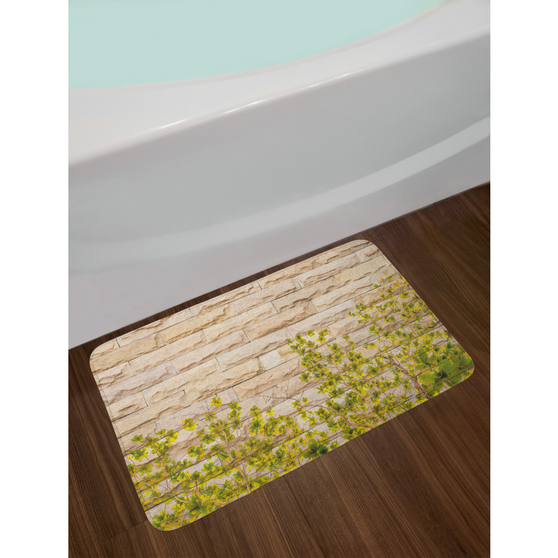 Brick Wall with Leaf Bath Mat