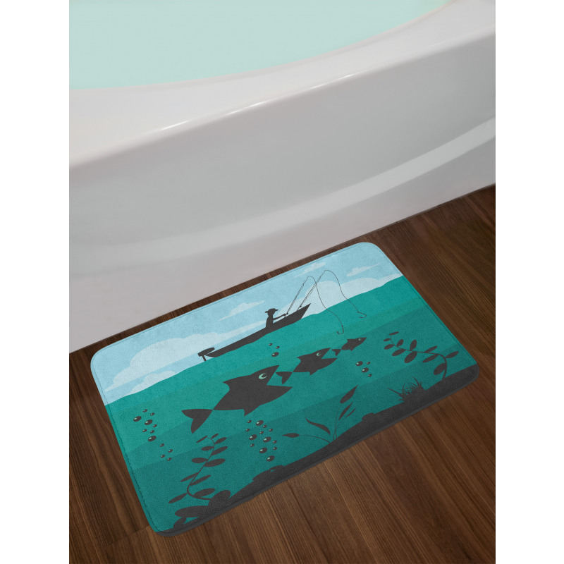 Fishing on Boat Nautical Bath Mat