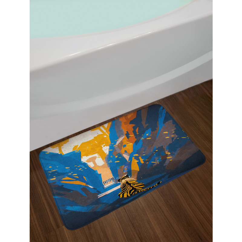 Tiger Striped in City Bath Mat