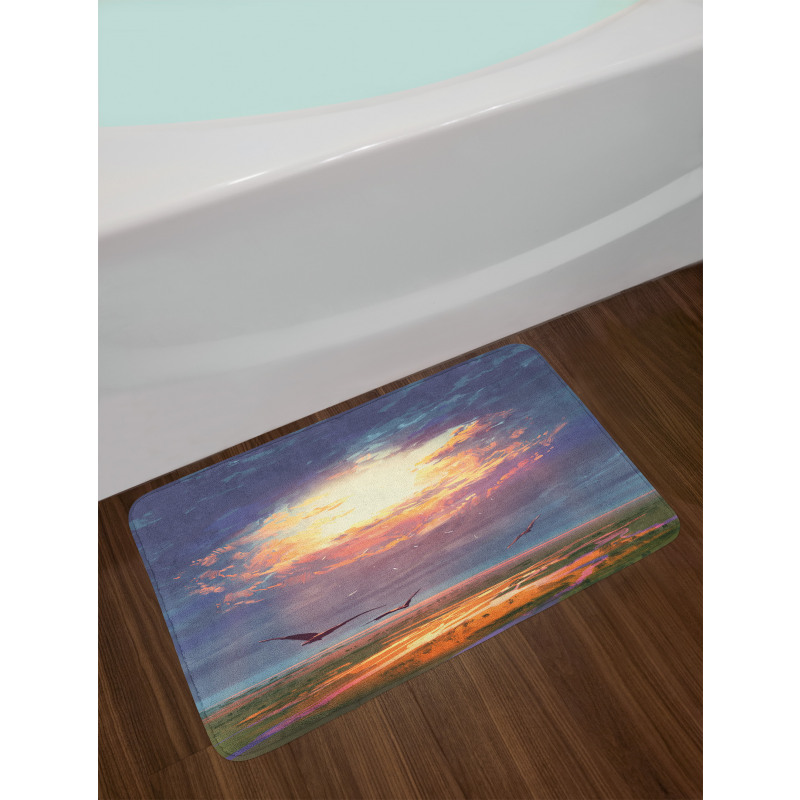 Beaming Sun Clouds Bath Mat