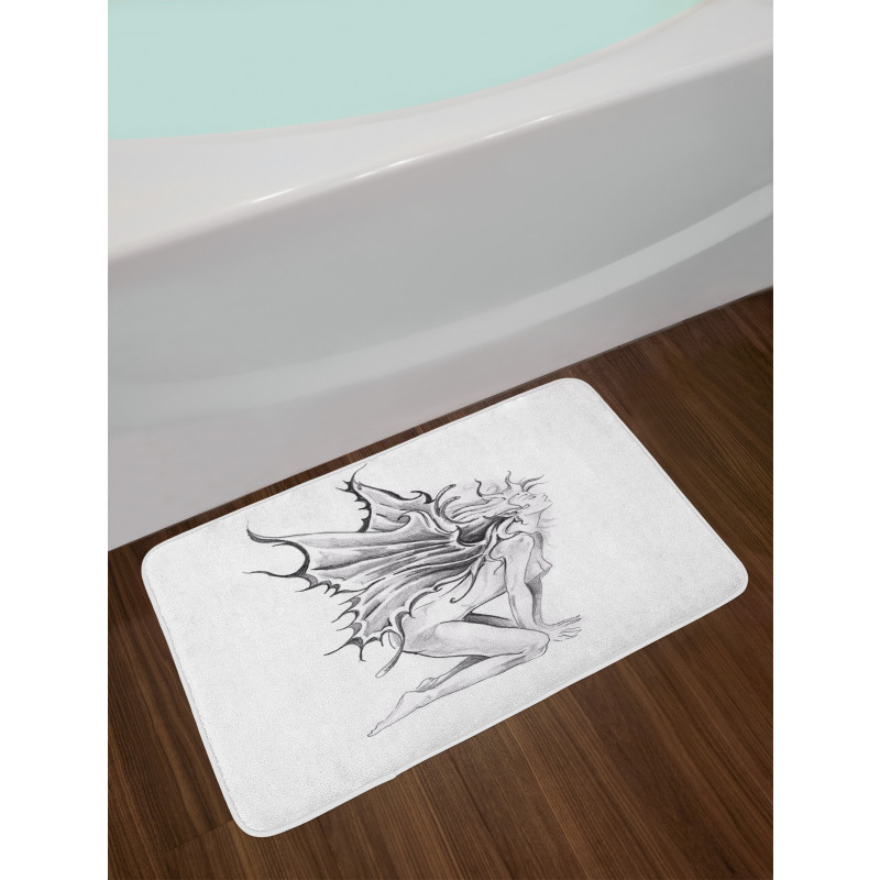 Pencil Drawing Angels Bath Mat