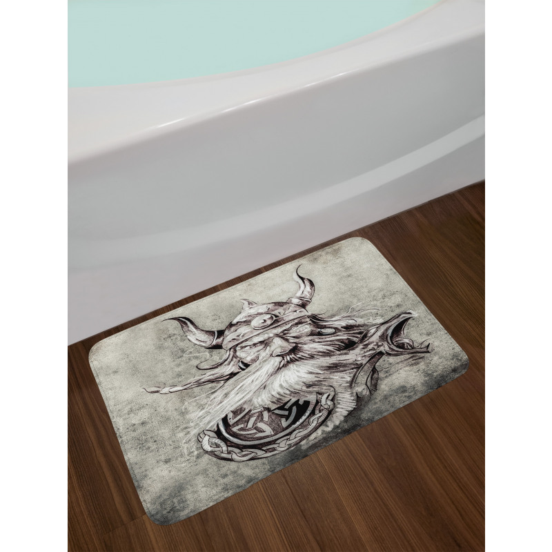 Sketchy Viking Warrior Bath Mat