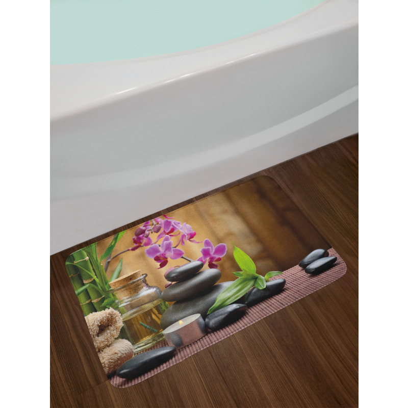 Warm Stones and Flowers Bath Mat