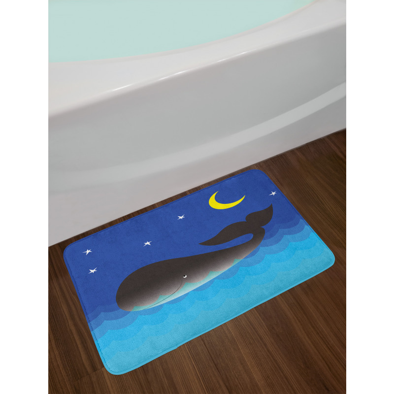 Whale in Ocean and Star Bath Mat