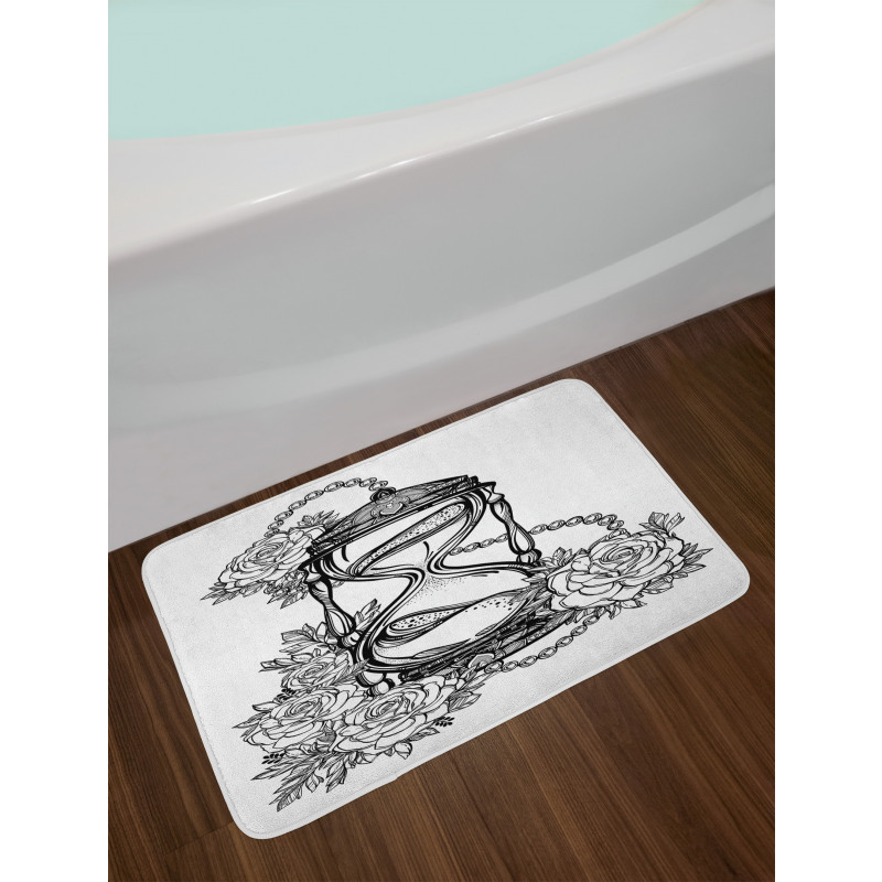 Sketch Style Hourglass Bath Mat