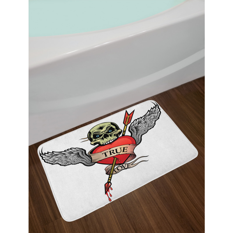 Angel Wings Skull Love Bath Mat