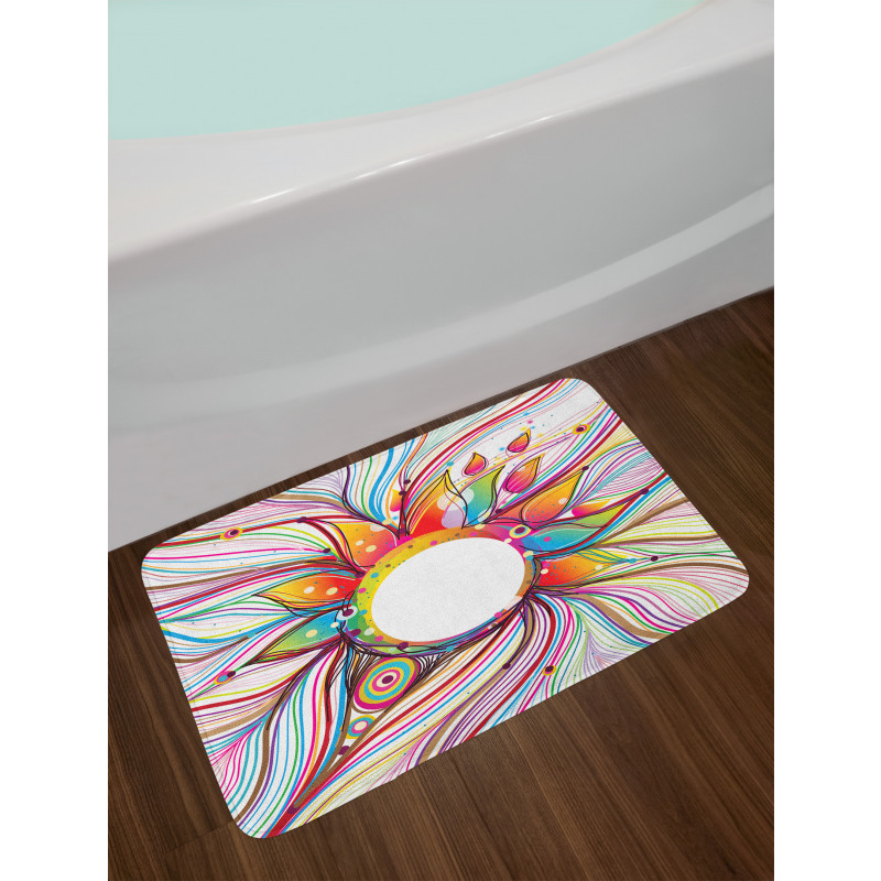 Wavy Flowers Blossoms Bath Mat