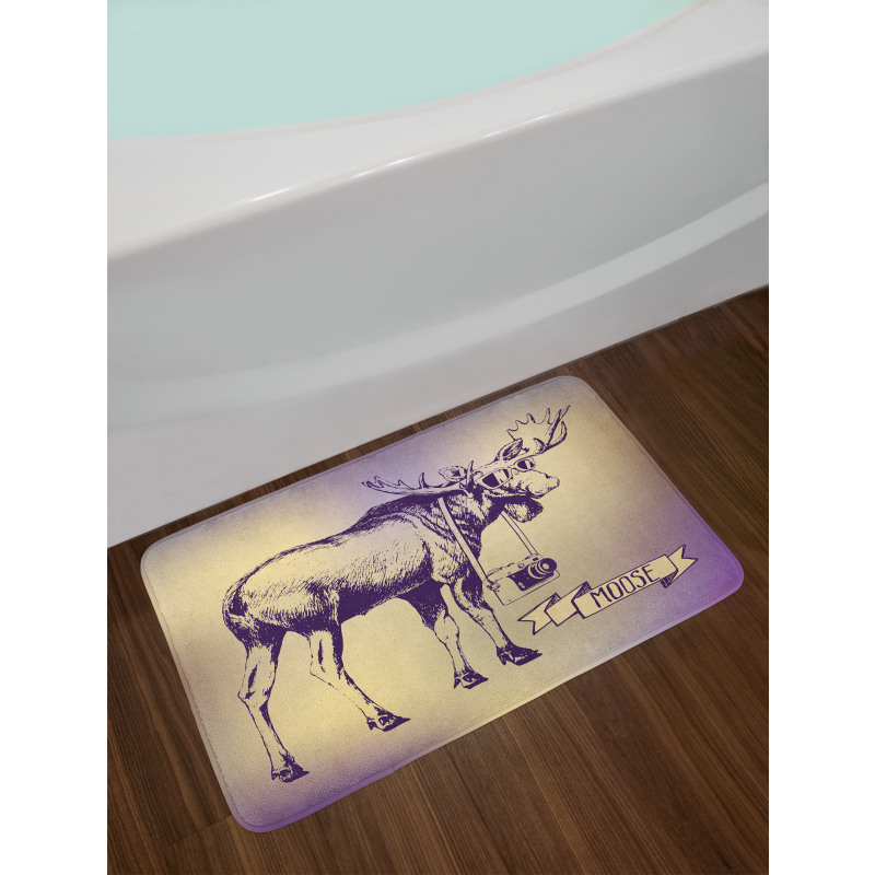 Hipster Deer with Camera Bath Mat