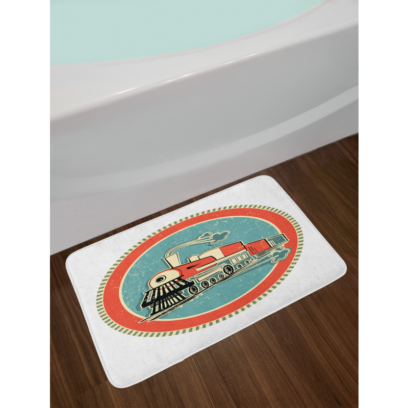 Retro Train Art Bath Mat