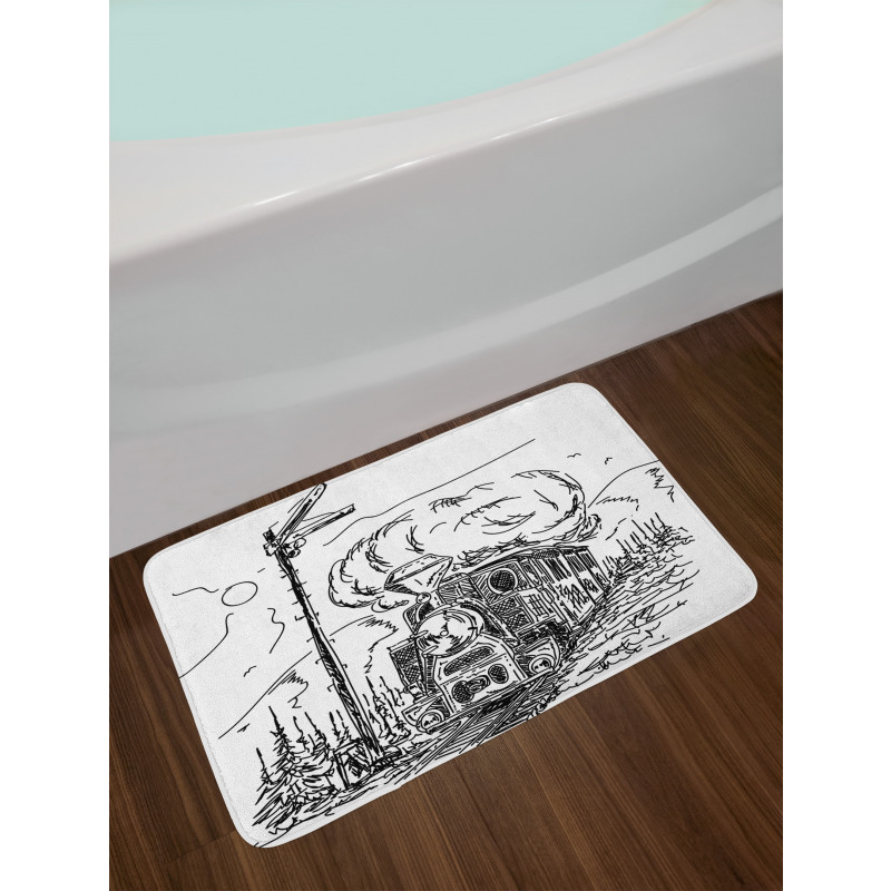 Railroad Drawing Bath Mat