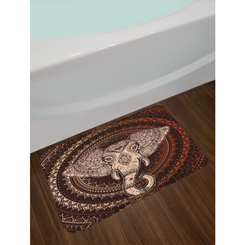 Oriental Elephant Head Bath Mat