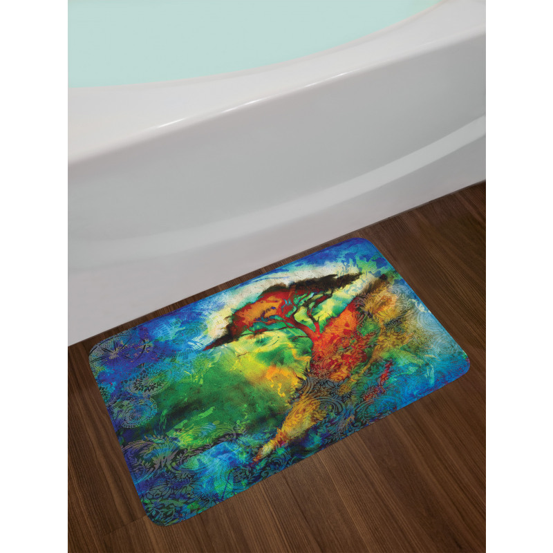 Eastern Grunge Trees Bath Mat