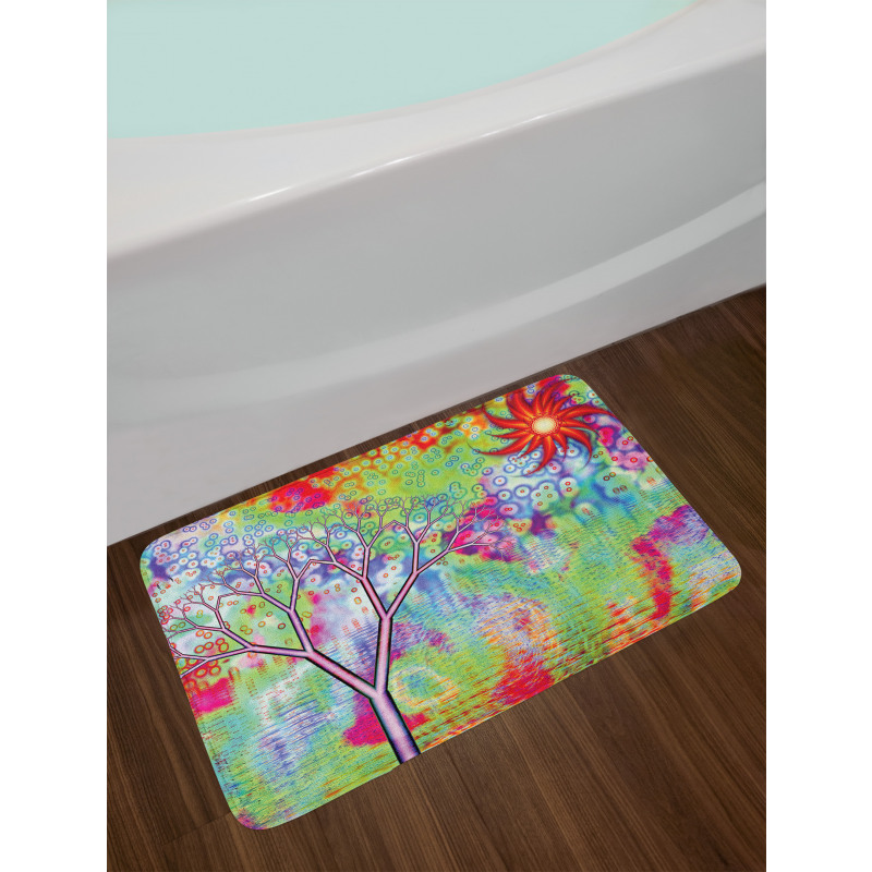 Abstract Lake Tree Bath Mat