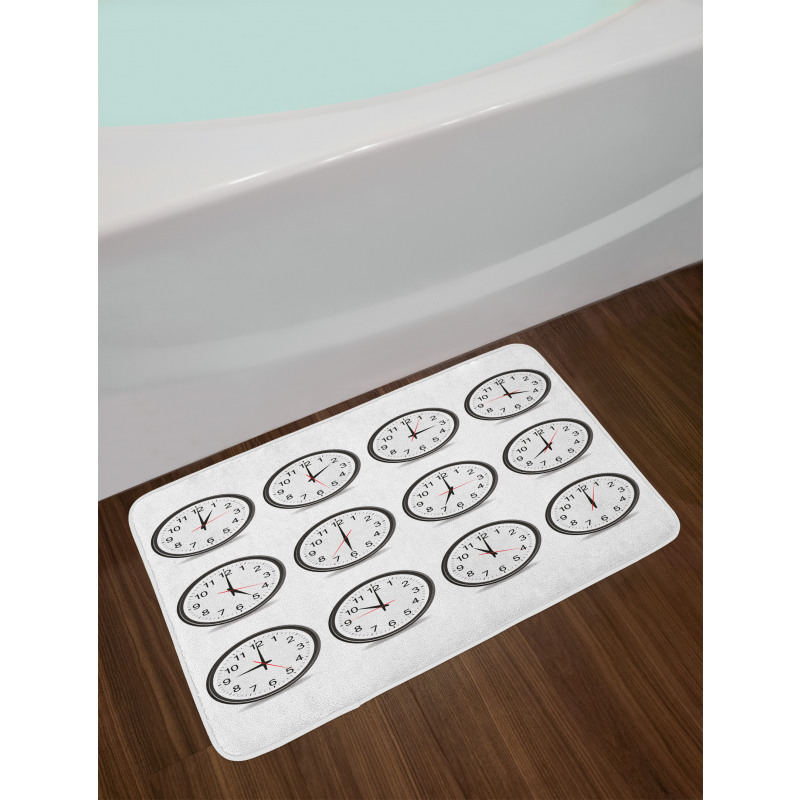 Clocks and Black Numbers Bath Mat