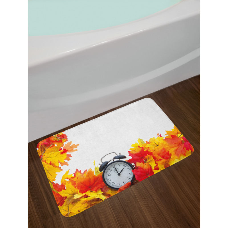 Autumn Leaves Clock Bath Mat