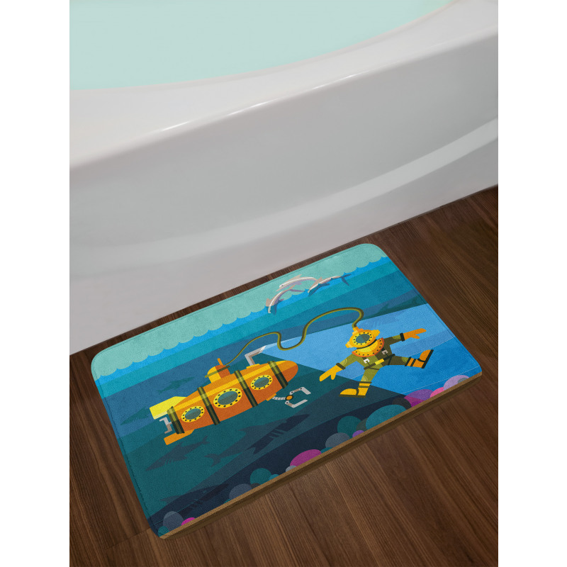 Diver Dolphins Bath Mat