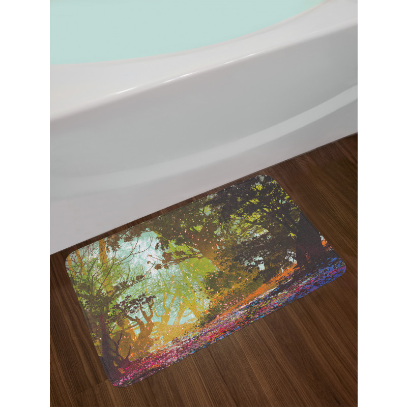 Spring with Fall Leaves Bath Mat