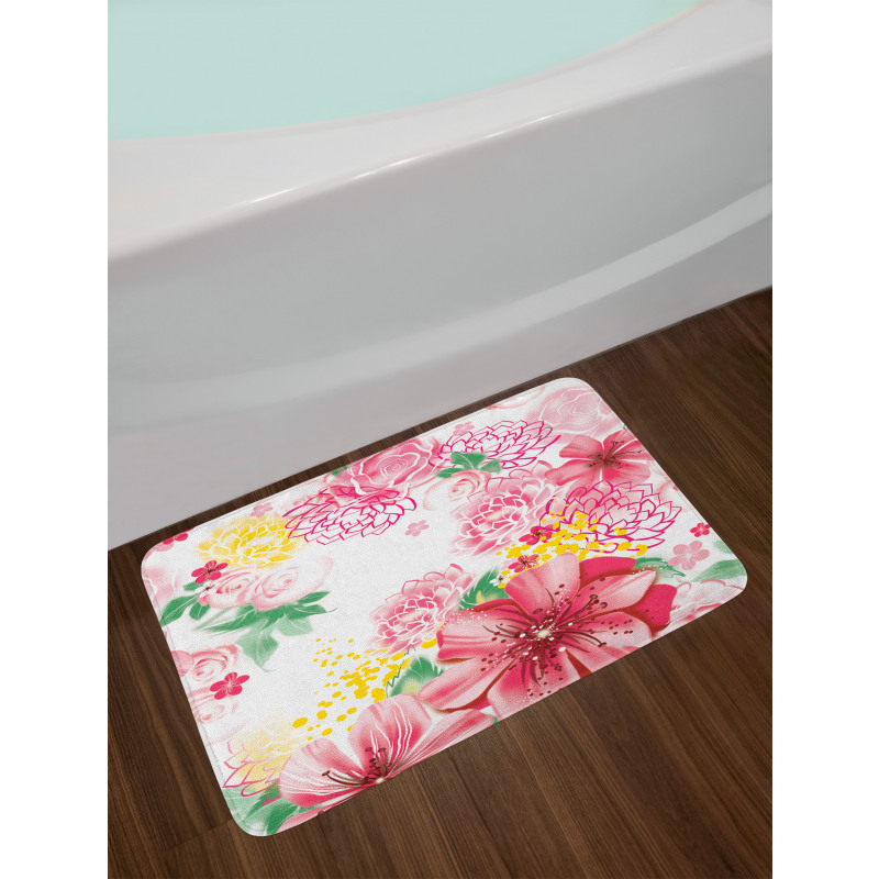 Flowers and Dots Bath Mat