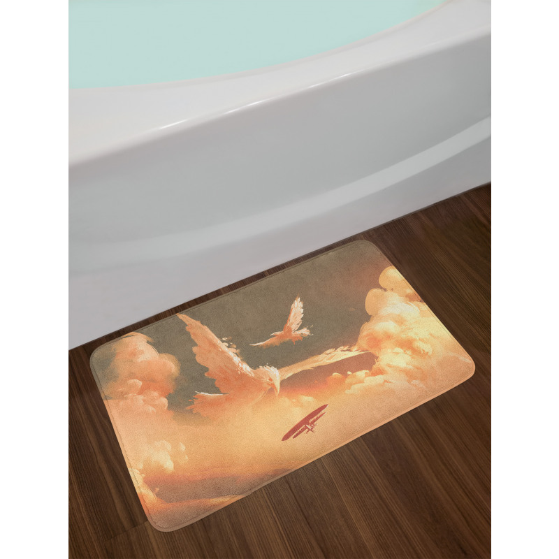 Plane in Sunset Cloud Bath Mat