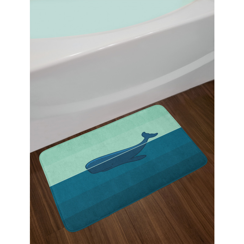 Blue Whale in the Sea Bath Mat