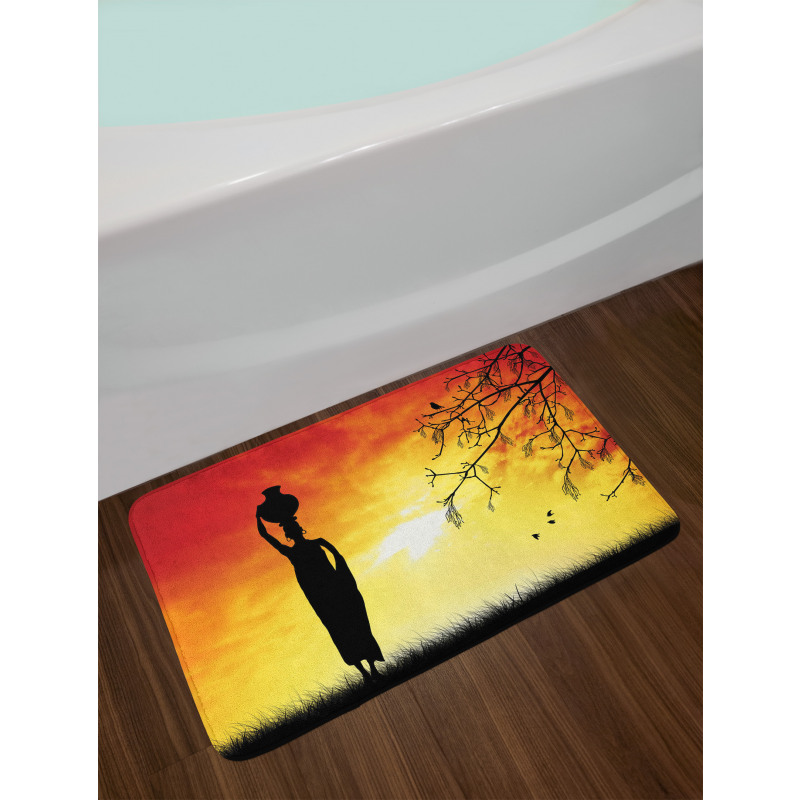 Lady in Sunset Safari Bath Mat