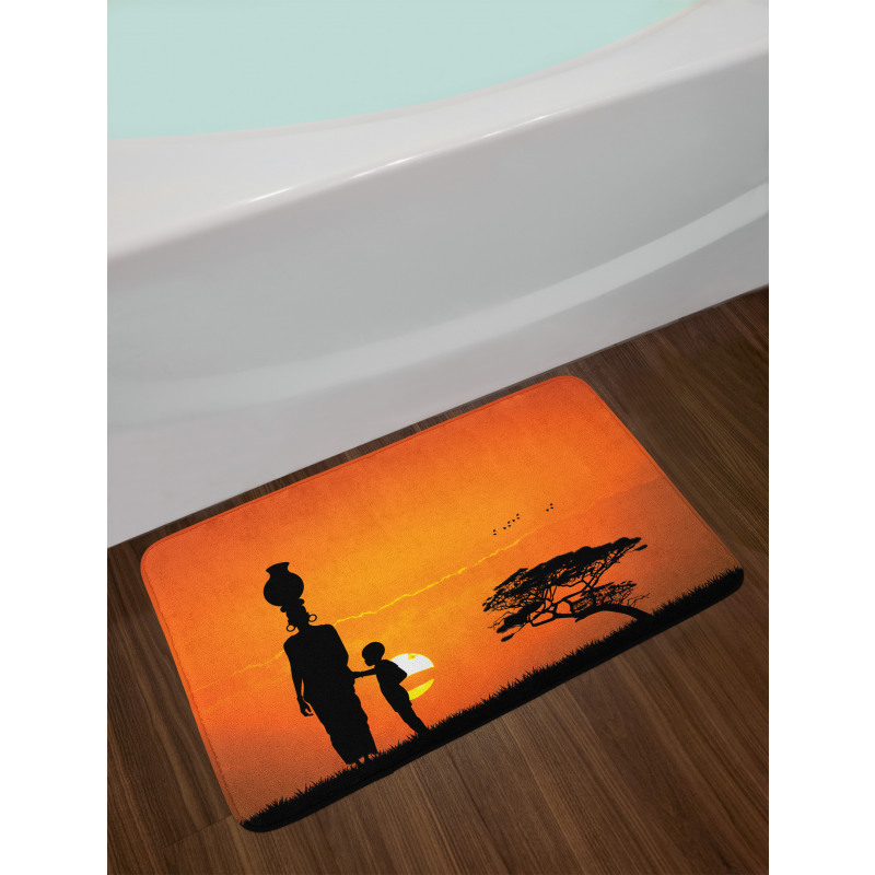 Child and Mother in Desert Bath Mat
