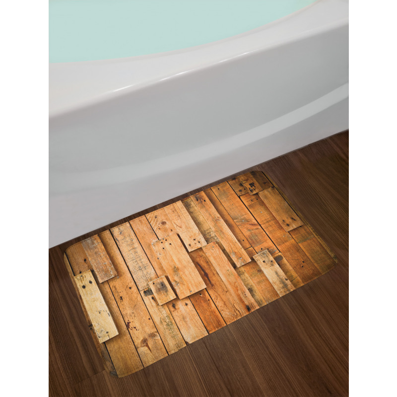 Lodge Wall Planks Print Bath Mat