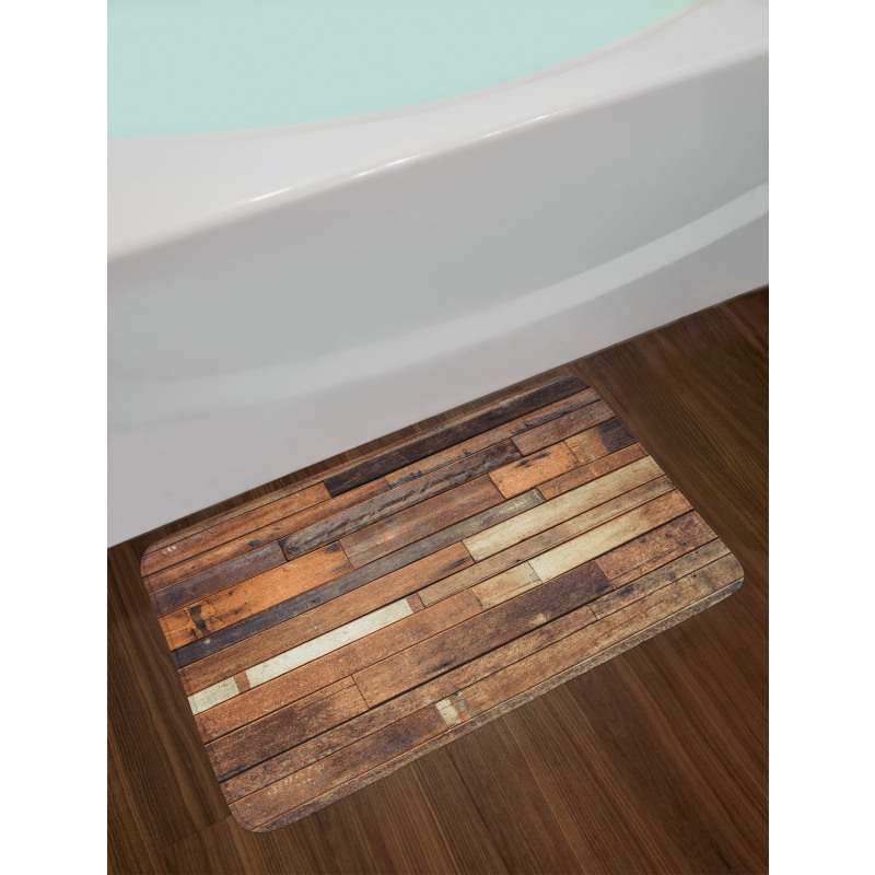 Brown Rustic Floor Look Bath Mat