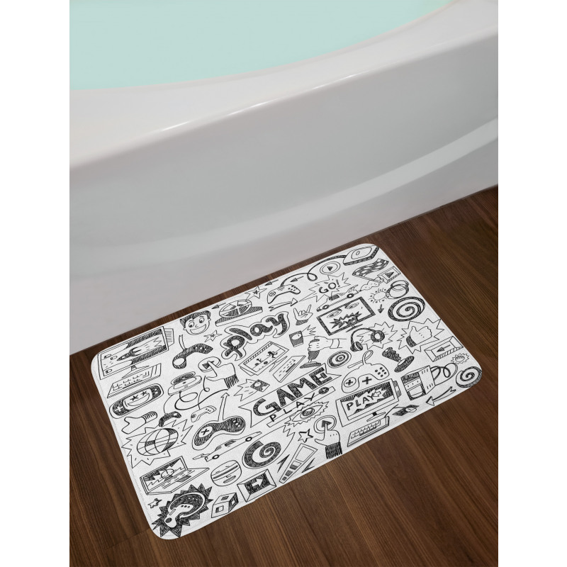 Sketch Style Gaming Bath Mat