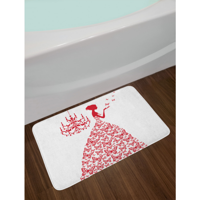 Monochrome Butterfly Princess Bath Mat