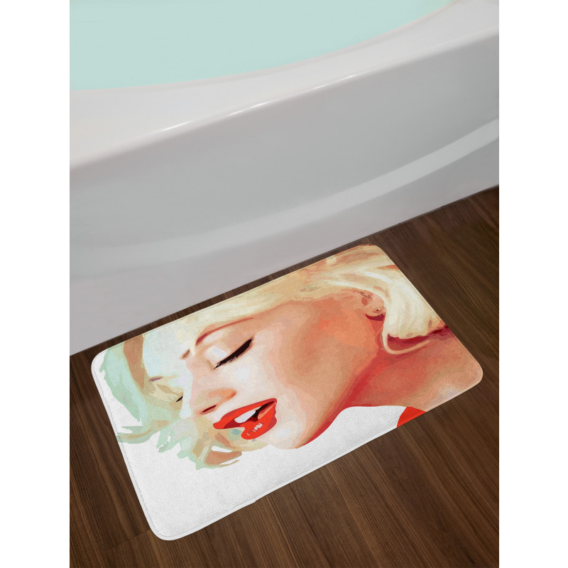 Blonde Girl Woman Figure Bath Mat