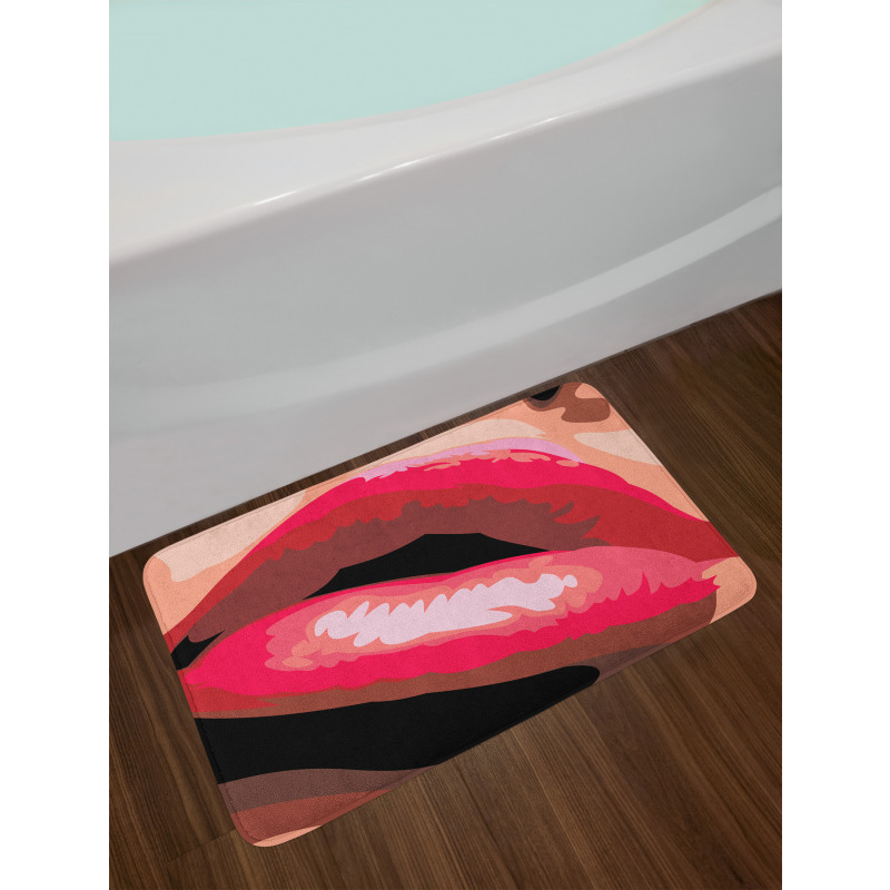 Woman Red Lips Charming Mouth Bath Mat