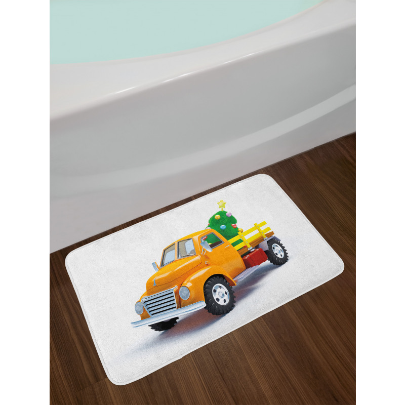 Yellow Vintage Truck Bath Mat