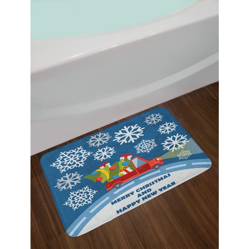 Happy New Year Truck Bath Mat