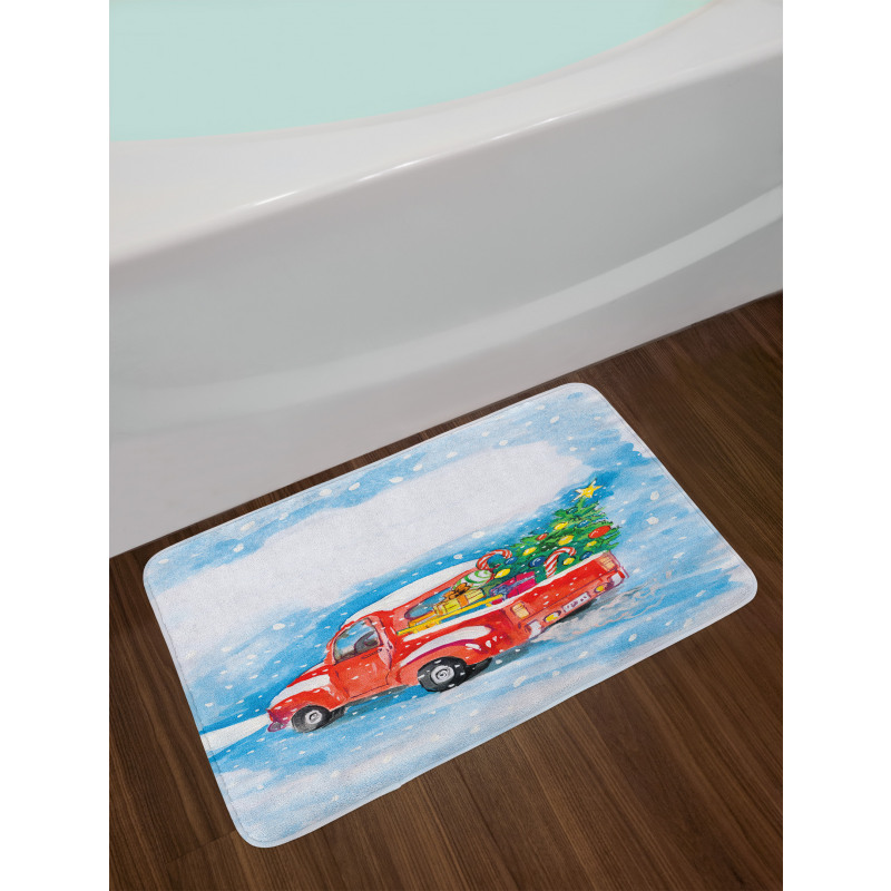 Truck Winter Scenery Bath Mat