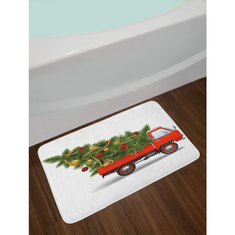 Xmas Truck and Tree Bath Mat