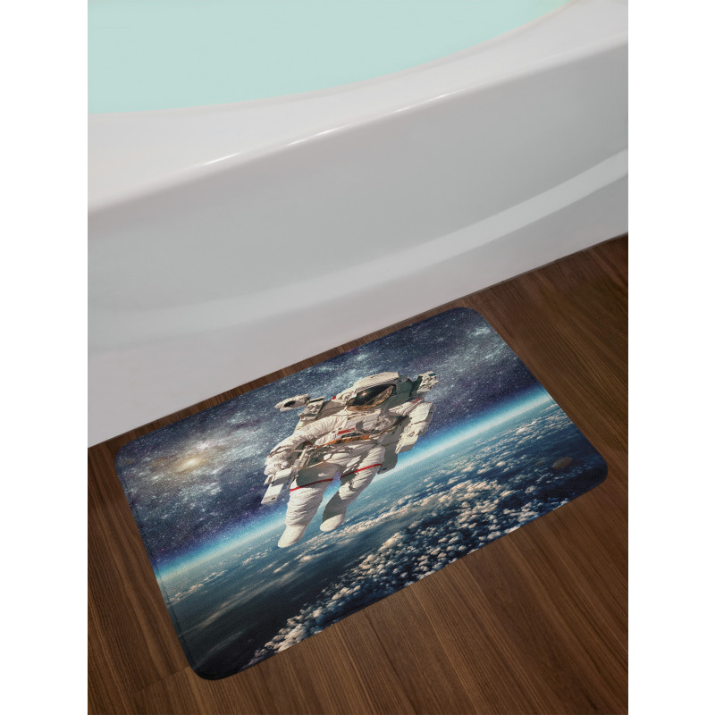 Astronaut Floats Outer Space Bath Mat