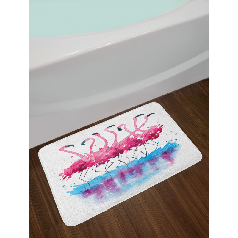 Flamingo and Bird Bath Mat